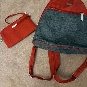 Baggallini Red and Gray Backpack Set